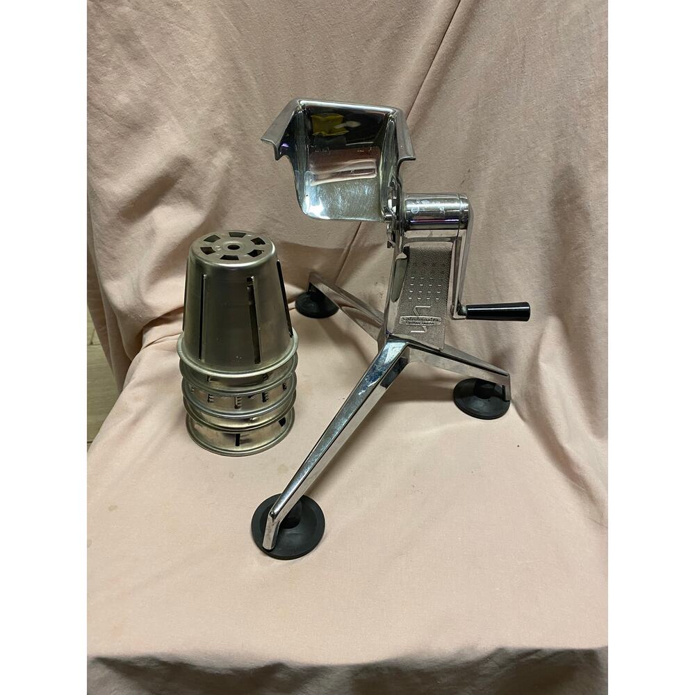 Vintage Chrome Saladmaster Five Star Food Processor Slicer Shredder Complete